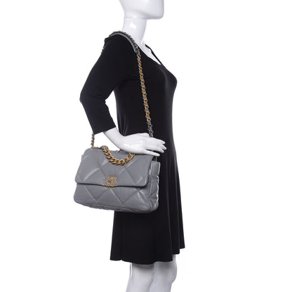 Chanel Goatskin Quilted Large Chanel 19 Flap Grey 2 of 11