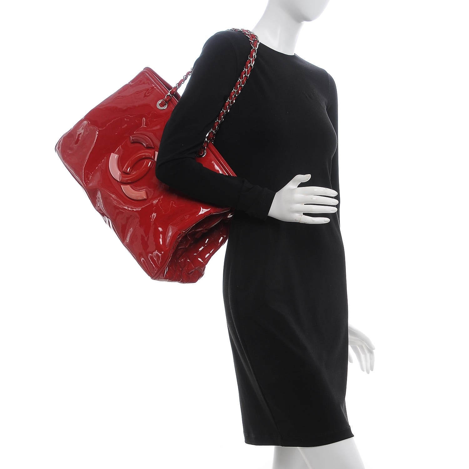 Chanel Vinyl XL Lipstick Tote Red 2 of 9