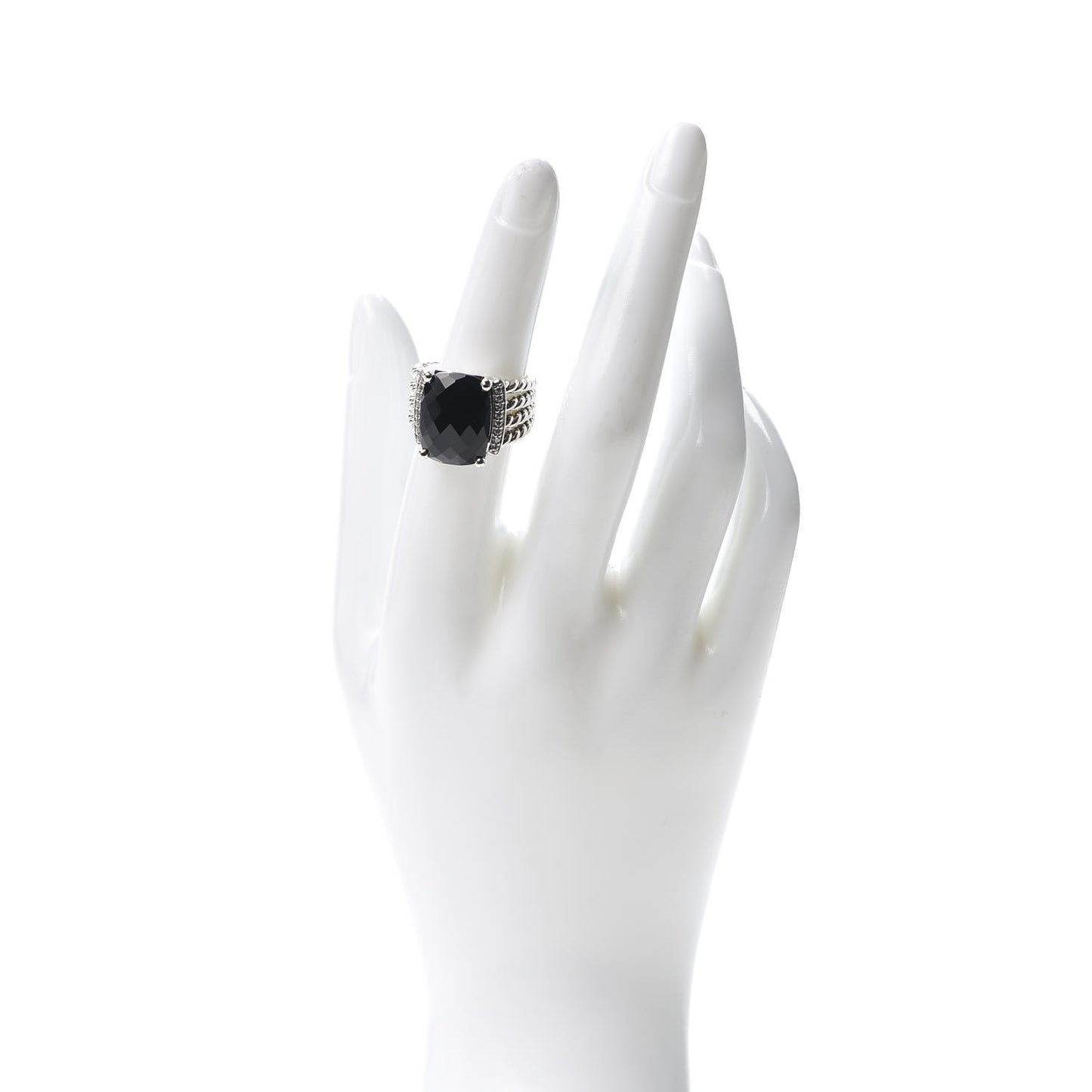 Sterling Silver Diamond Black Onyx 16mm Wheaton Ring 53 6.25