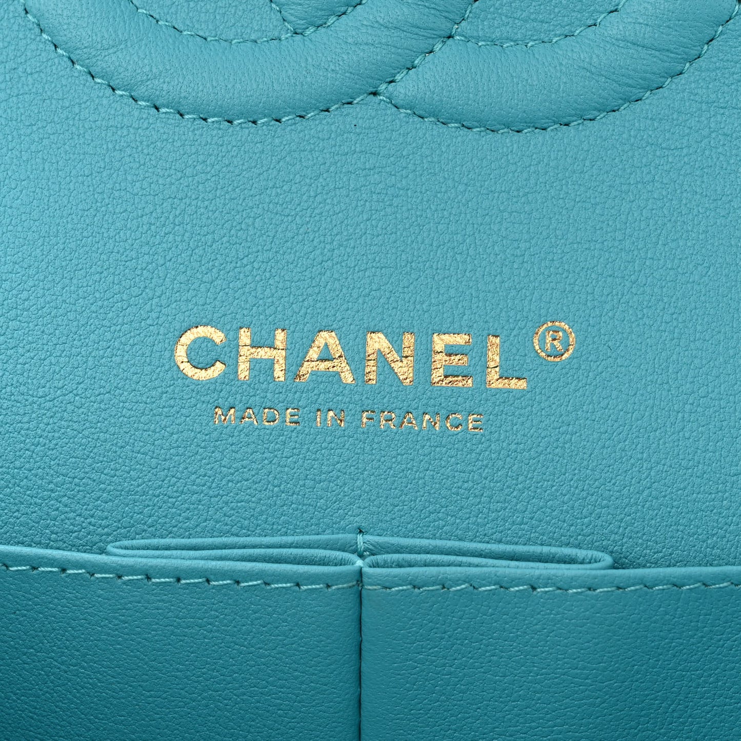 Tweed Quilted Medium Double Flap Blue