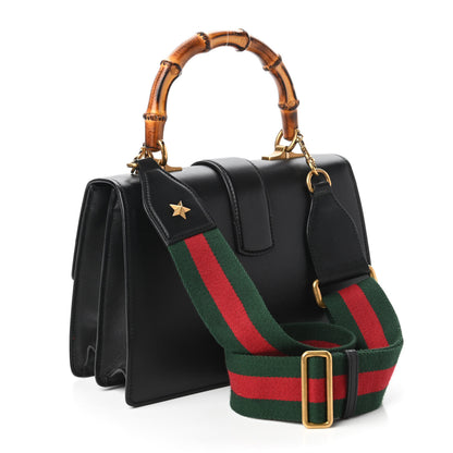 Gucci Moon Calfskin Web Medium Dionysus Bamboo Top Handle Bag Black Bright Evergreen Hibiscus Red 3 of 10