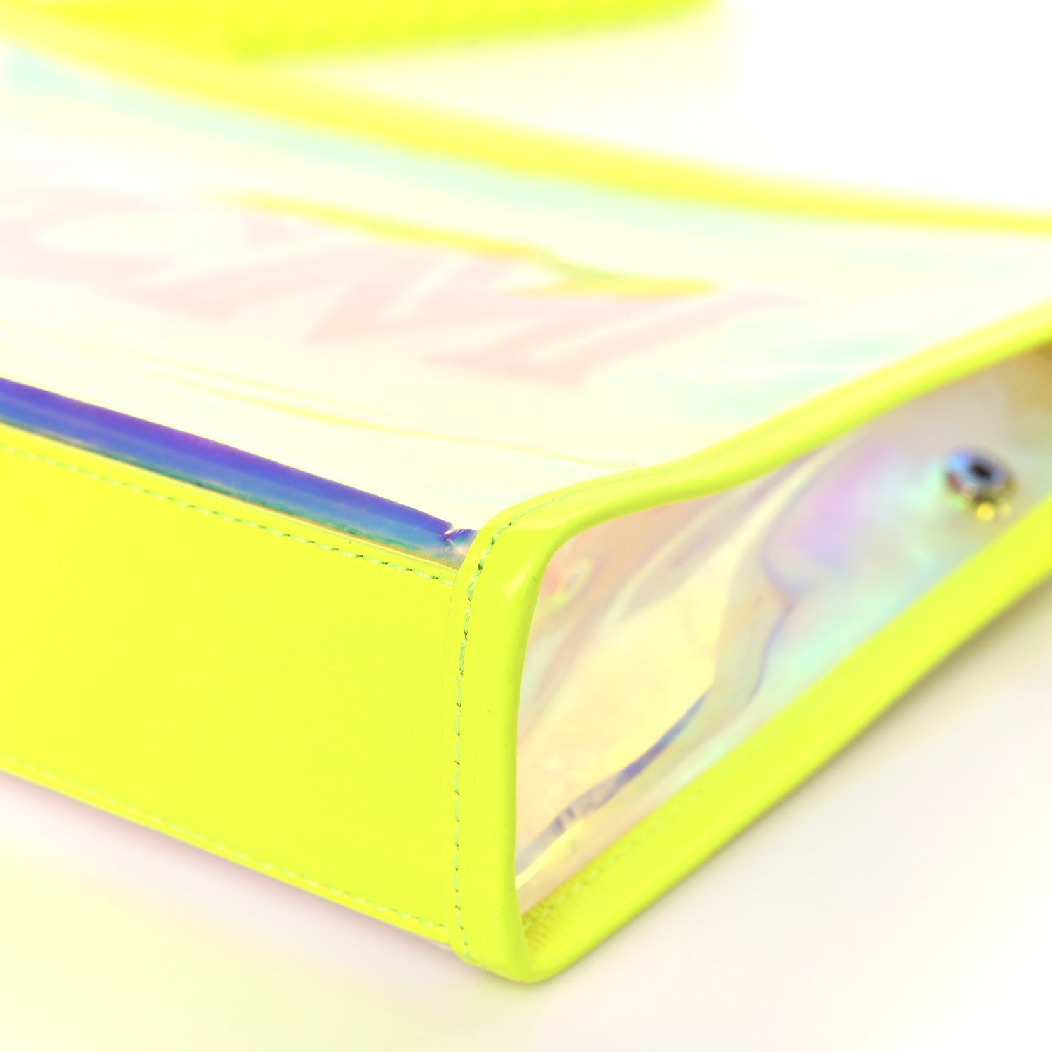 MCM Iridescent PVC Wristlet Neon Yellow 9 of 9