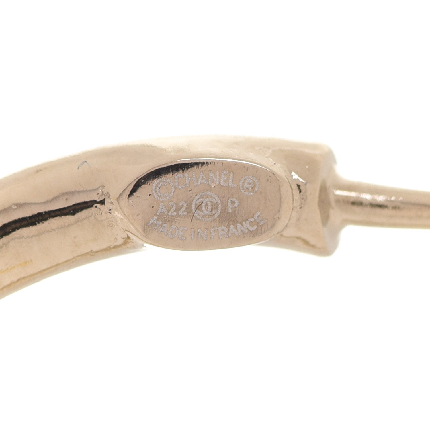 Chanel Metal Textured CC Hoop Earrings Gold 4 of 5