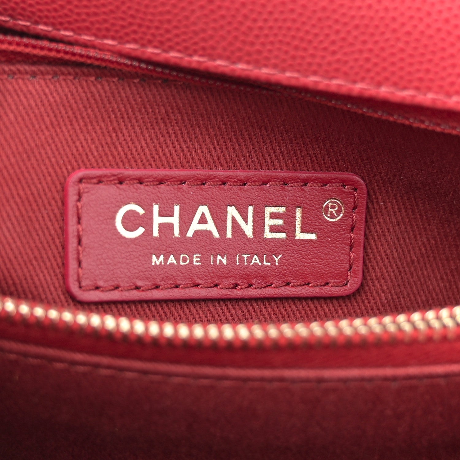 Chanel Caviar Chevron Quilted Small Coco Handle Flap Red 6 of 10