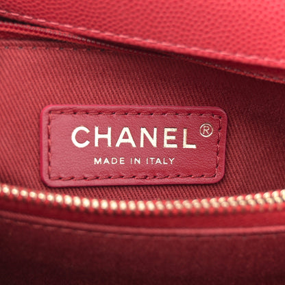 Chanel Caviar Chevron Quilted Small Coco Handle Flap Red 6 of 10