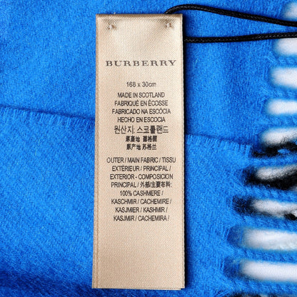 Burberry Cashmere Giant Check Fringe Scarf Bright Cornflower Blue 5 of 5