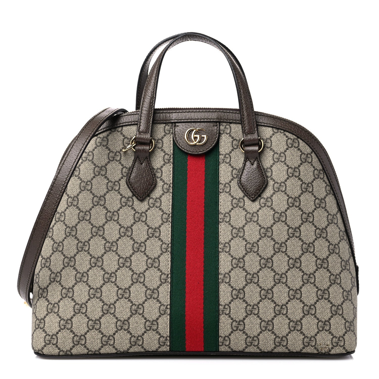Gucci GG Supreme Monogram Web Medium Ophidia Top Handle Dome Bag Brown 1 of 12
