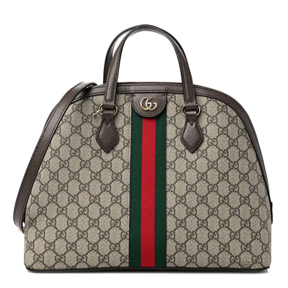 Gucci GG Supreme Monogram Web Medium Ophidia Top Handle Dome Bag Brown 1 of 12