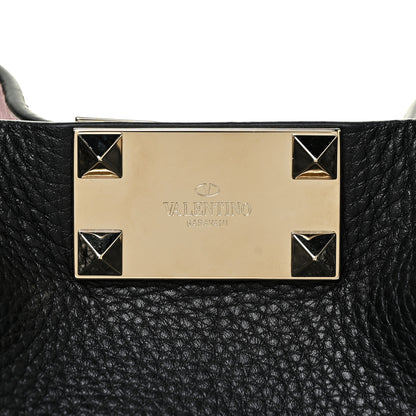 Valentino Garavani Grained Calfskin Small Rockstud Flip Lock Tote Black Rose Quartz 6 of 13