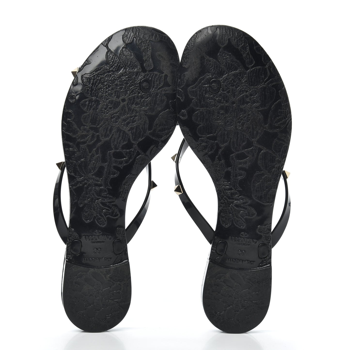 PVC Jelly Rockstud Bow Thong Sandals 39 Black