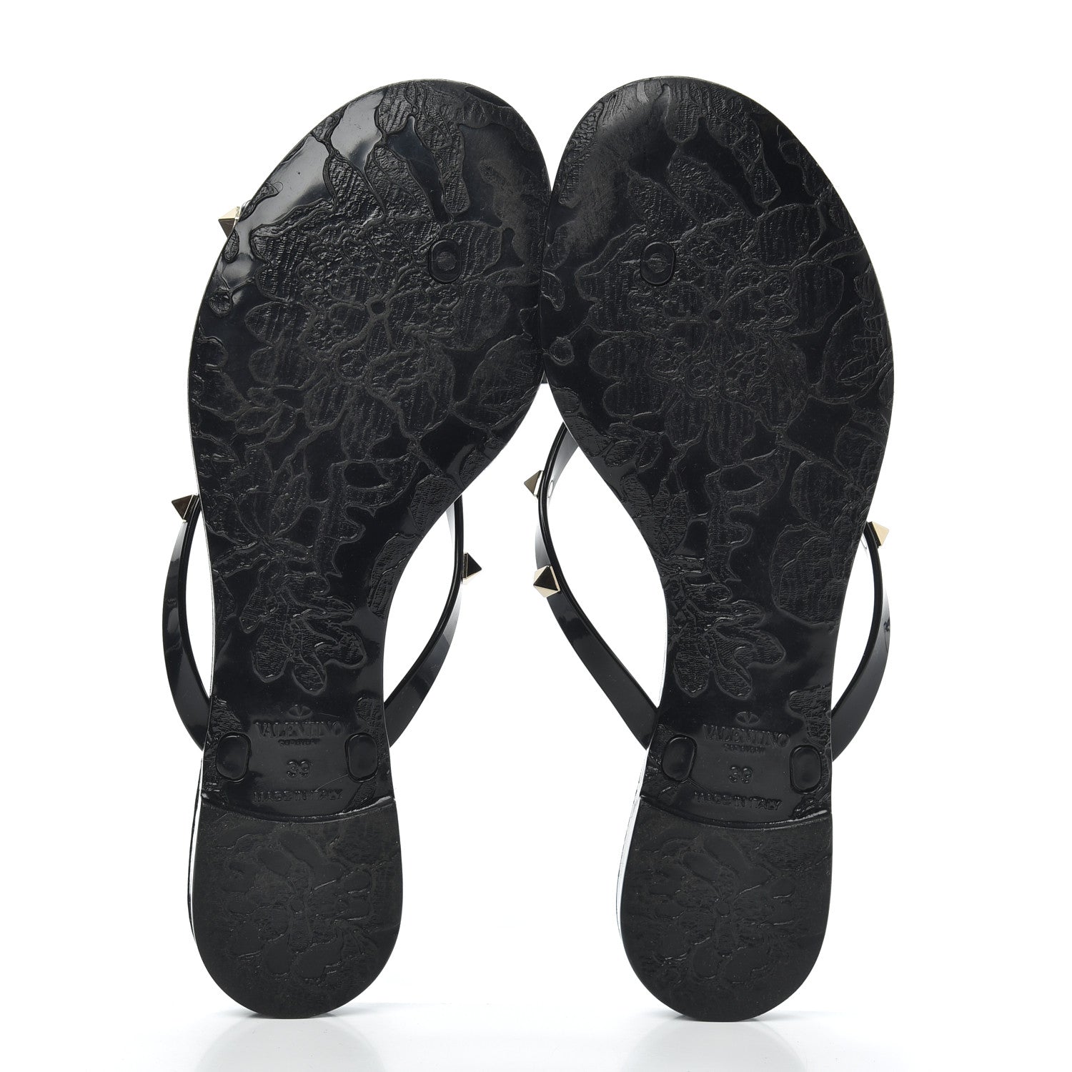 Valentino Garavani PVC Jelly Rockstud Bow Thong Sandals 39 Black 7 of 7