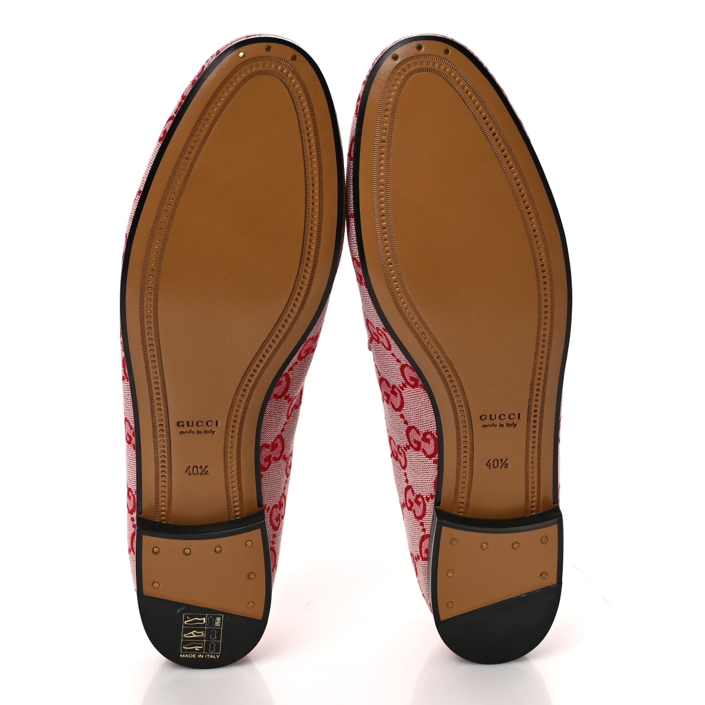 Canvas GG Monogram Horsebit Womens Jordaan Loafers 40.5 Gardenia Hibiscus Red