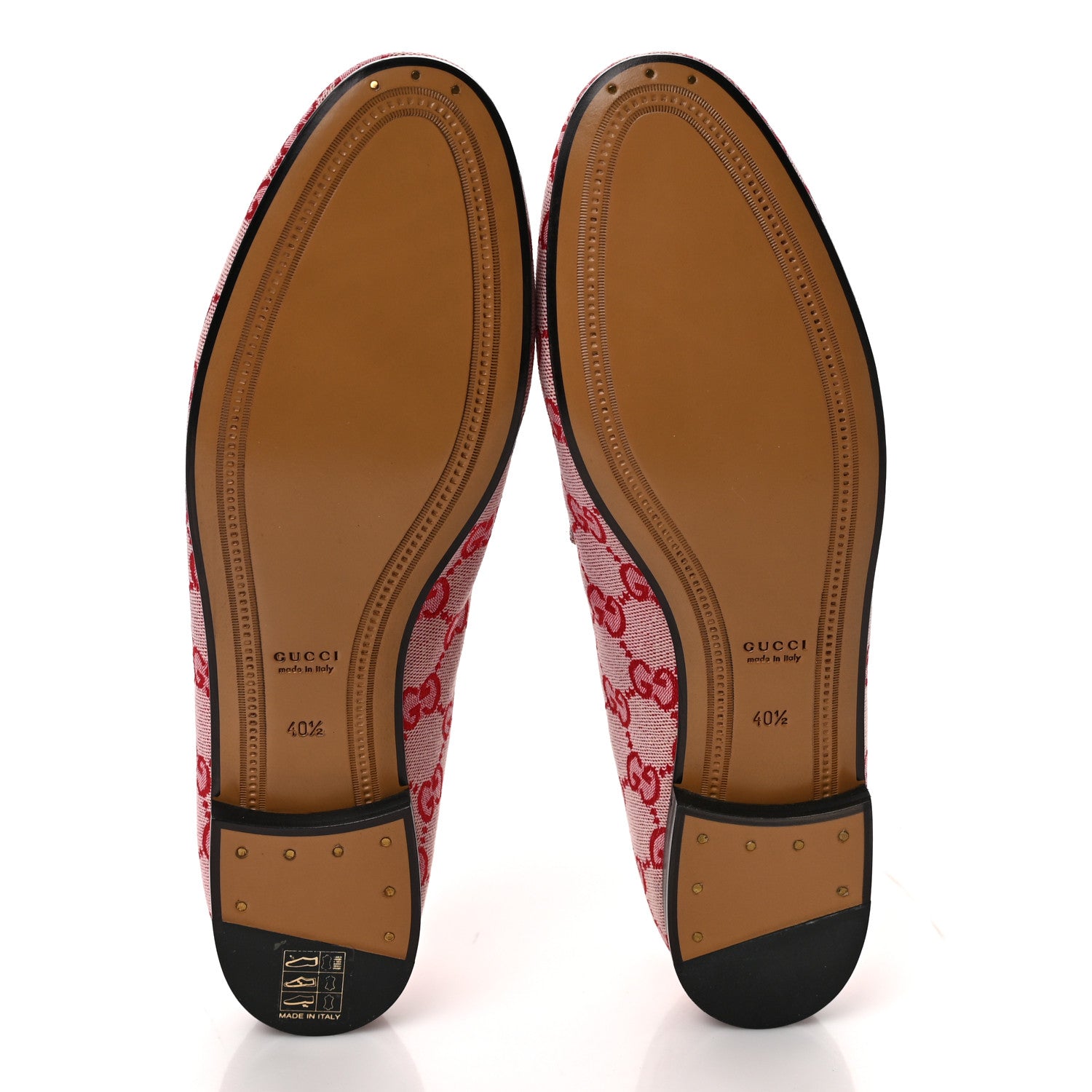 Gucci Canvas GG Monogram Horsebit Womens Jordaan Loafers 40.5 Gardenia Hibiscus Red 5 of 9