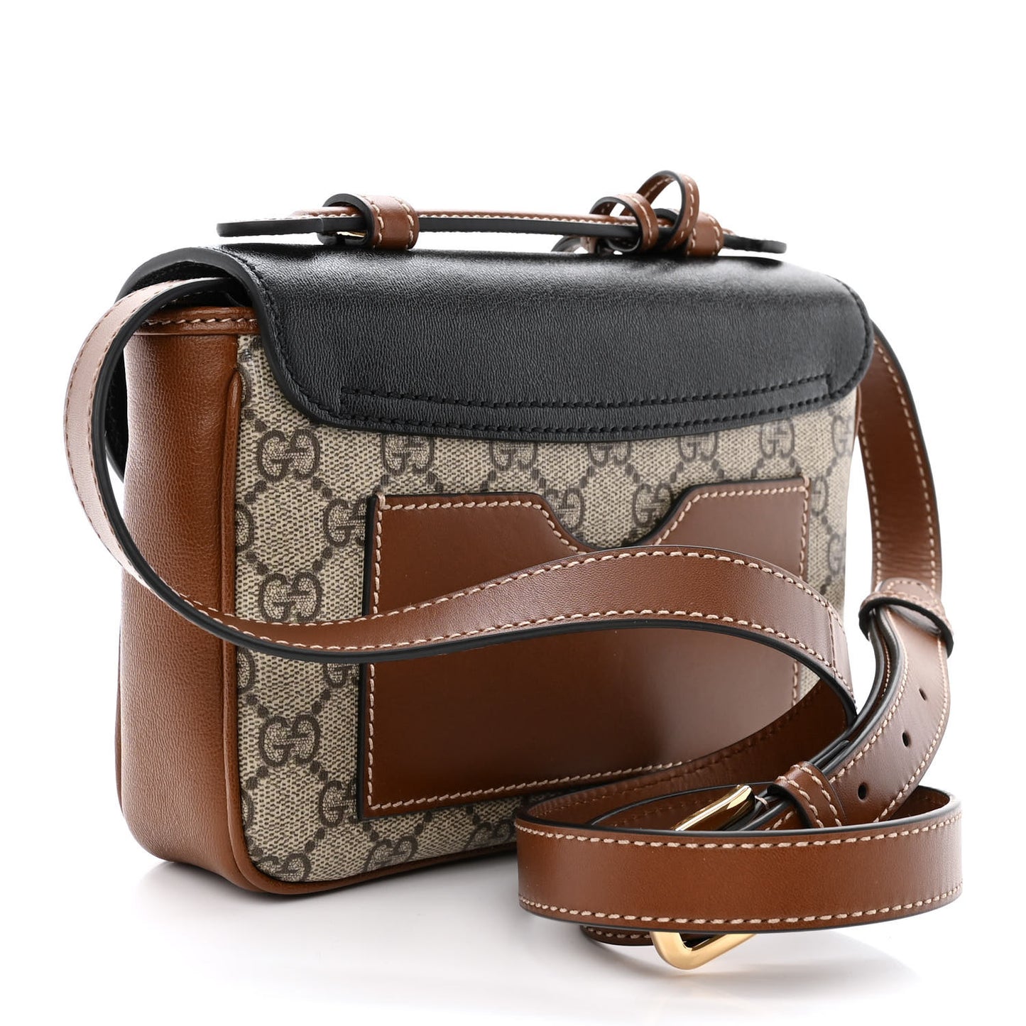 GG Supreme Monogram New Sakai Lux Calfskin Mini Padlock Flap Pocket Shoulder Bag Beige Ebony Black Cuir