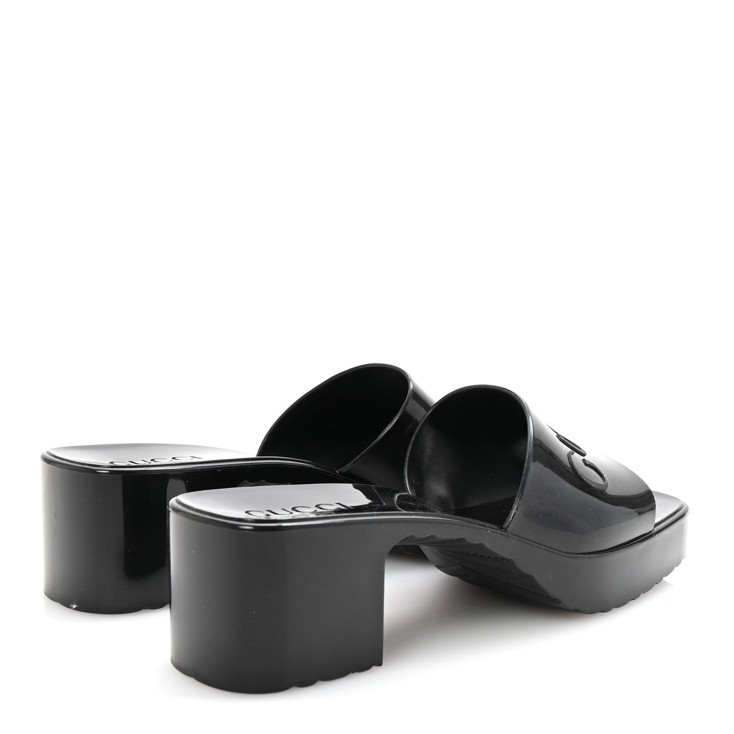 Gucci Rubber Gucci Logo Womens Platform 20/60mm Slide Sandals 39 Black 5 of 10