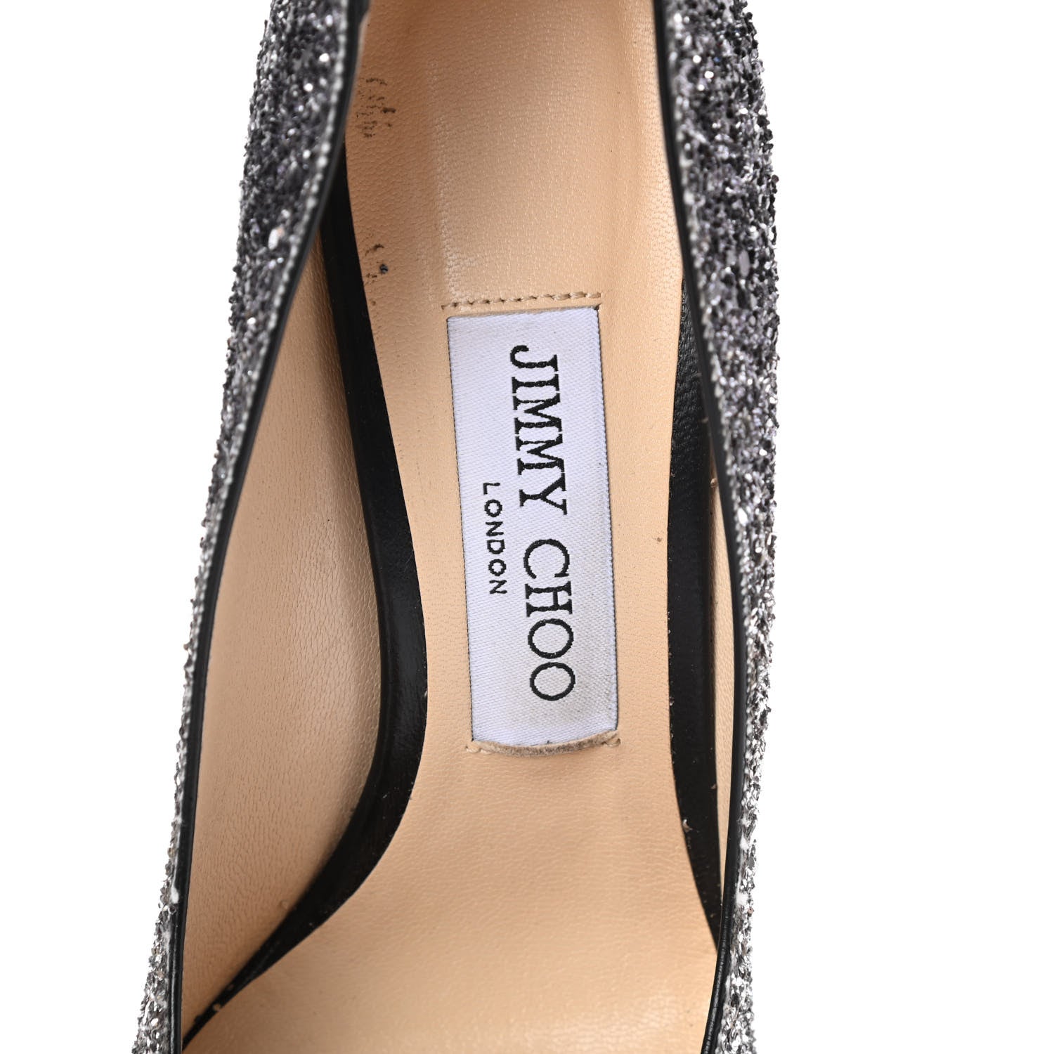 Jimmy Choo Glitter Pointy Toe Romy 100 Pumps 36.5 Silver Black 6 of 10
