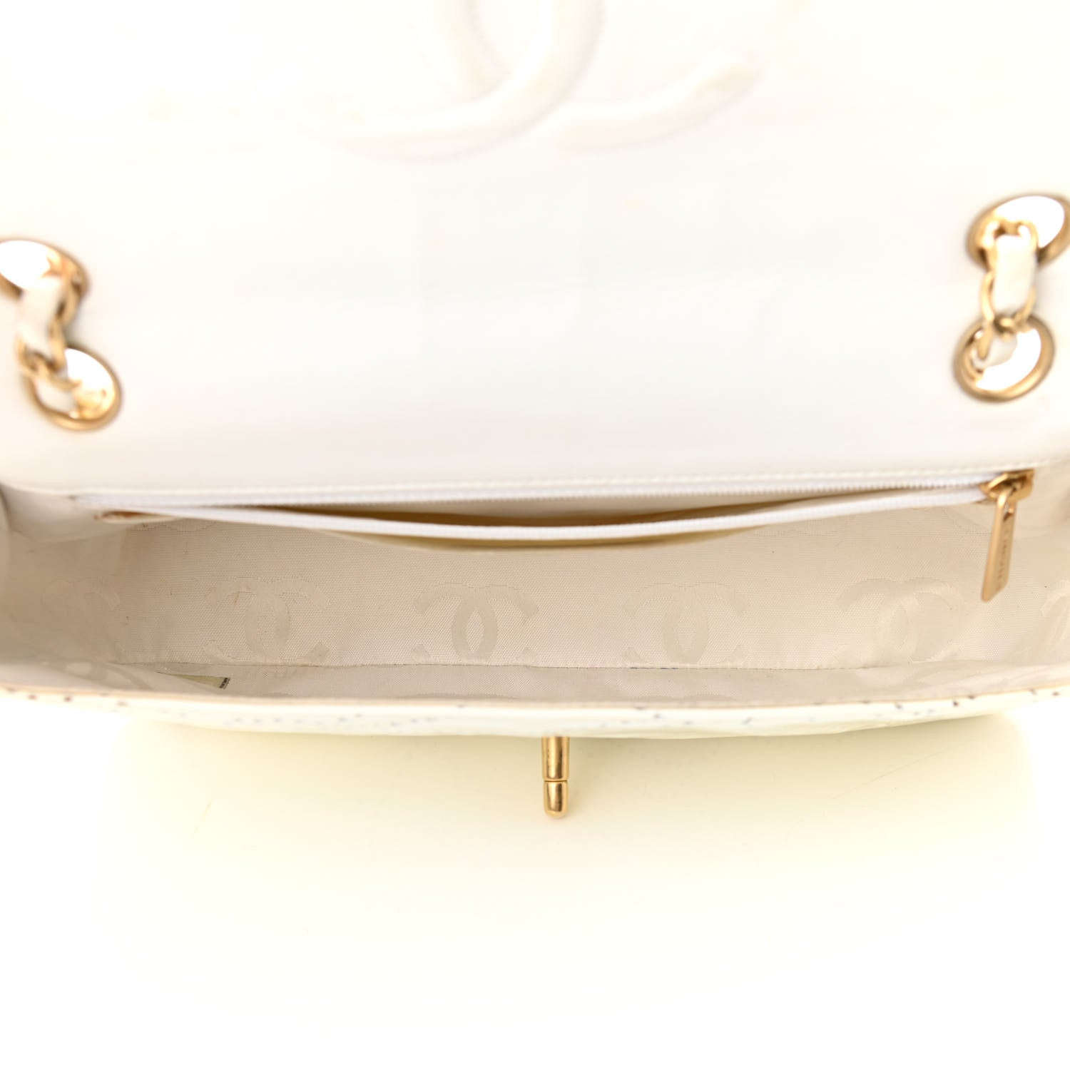 Chanel Patent Perforated Camellia Medium Single Flap White 5 of 12