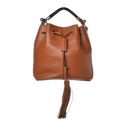 Chloe Calfskin Medium Gala Cross-Stitch Bucket Bag Caramel 1 of 9