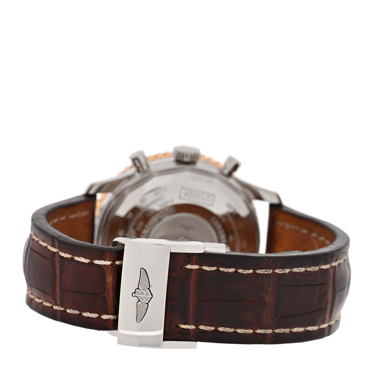 Stainless Steel 18K Rose Gold Alligator 41mm Navitimer Chronograph Automatic Watch Black U13324