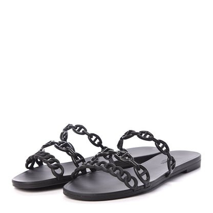 Hermes Rubber Chaine d'Ancre Rivage Sandals 36 Black 3 of 8