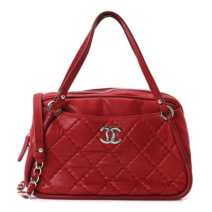 Chanel Iridescent Calfskin Quilted Relax CC Camera Case Red 1 of 19