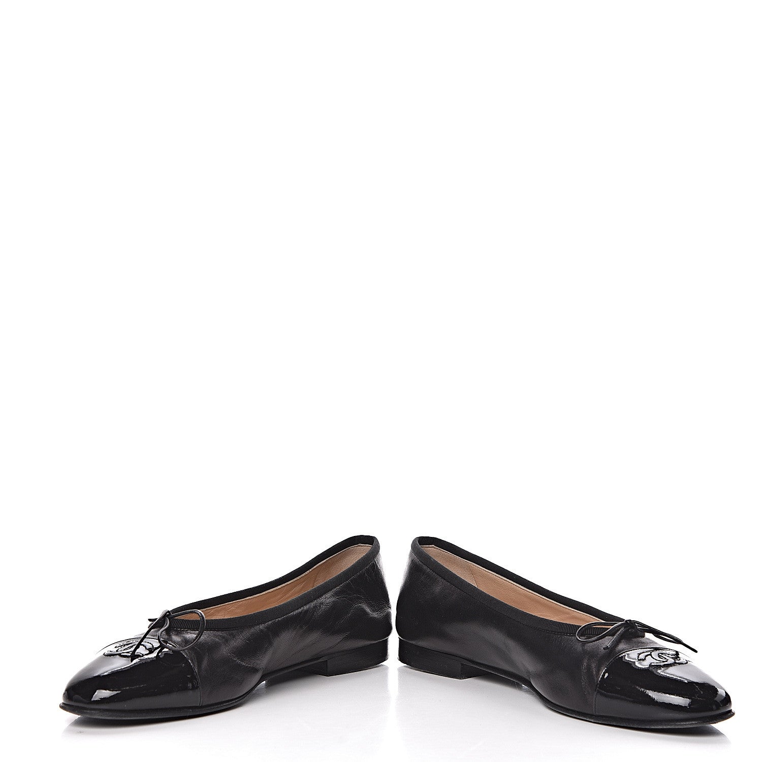 Chanel Lambskin Patent Cap Toe Ballerina Flats 41 Black 13 of 15