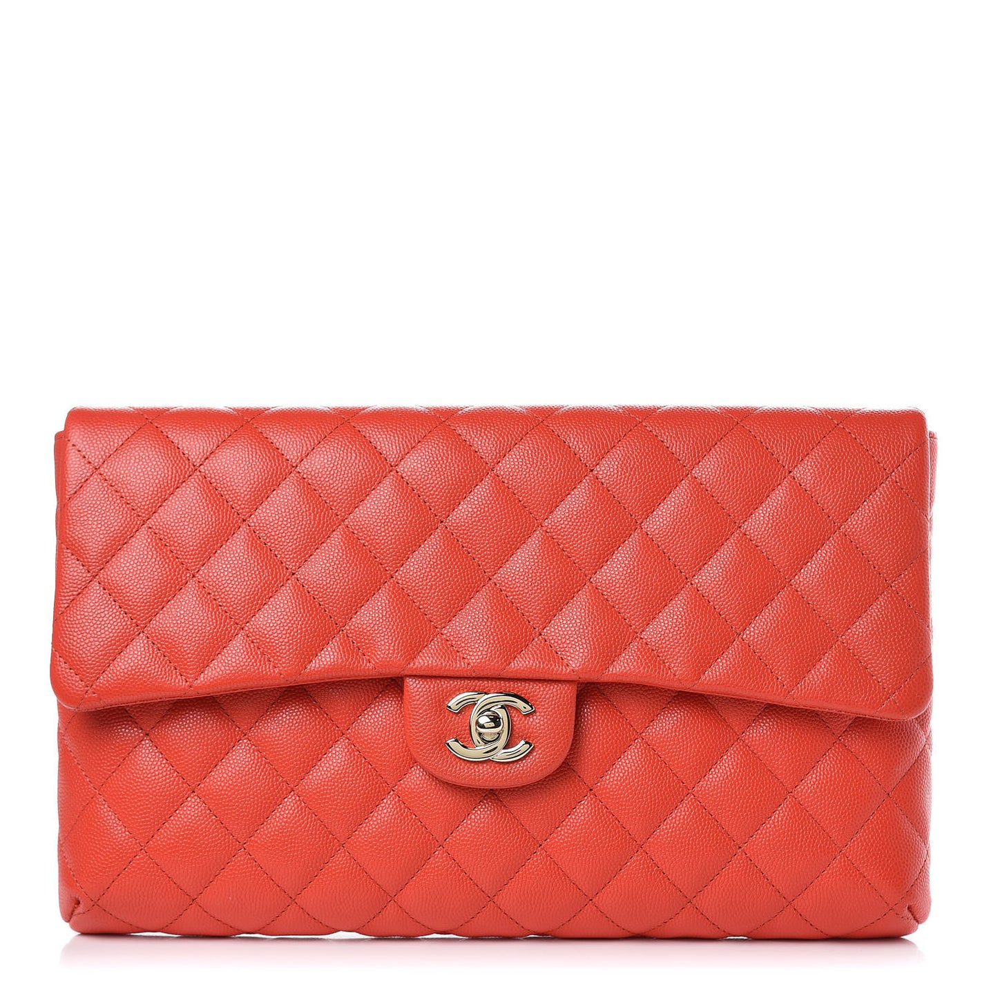 Caviar Quilted Flap Clutch Red