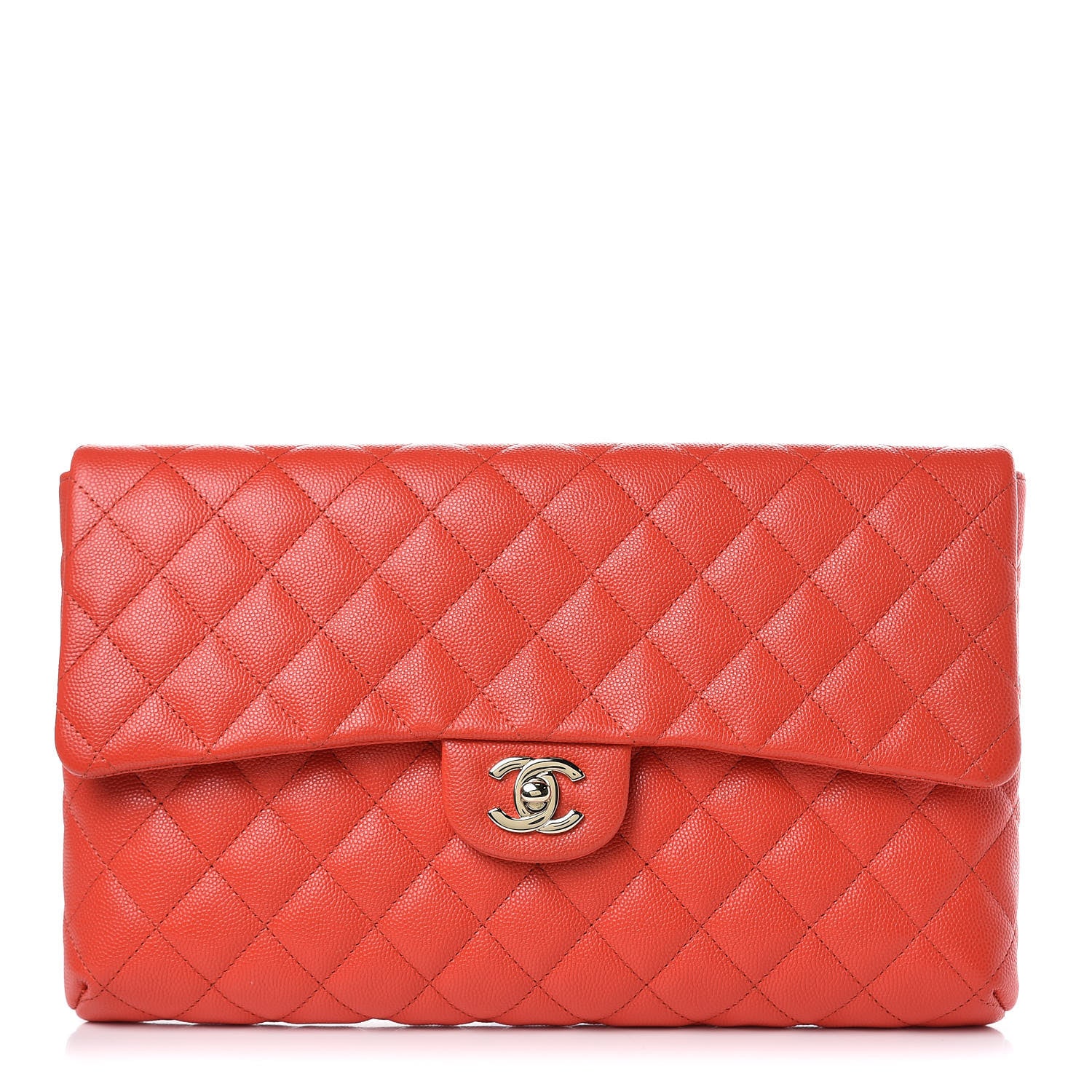 Chanel Caviar Quilted Flap Clutch Red 1 of 8