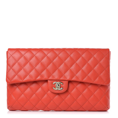 Chanel Caviar Quilted Flap Clutch Red 1 of 8