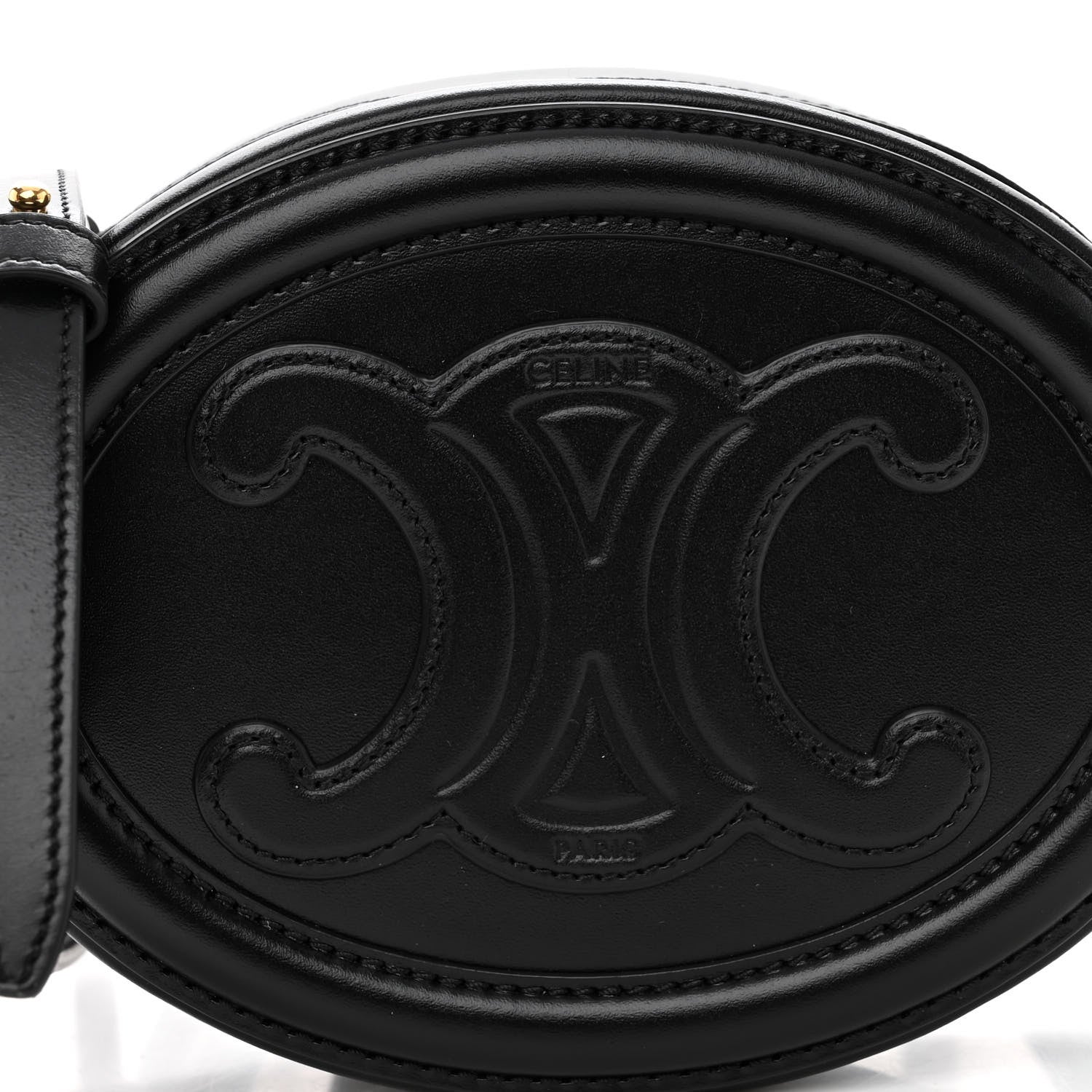 Celine Smooth Calfskin Cuir Triomphe Oval Bag Black 5 of 8