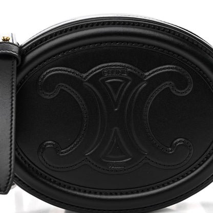 Celine Smooth Calfskin Cuir Triomphe Oval Bag Black 5 of 8