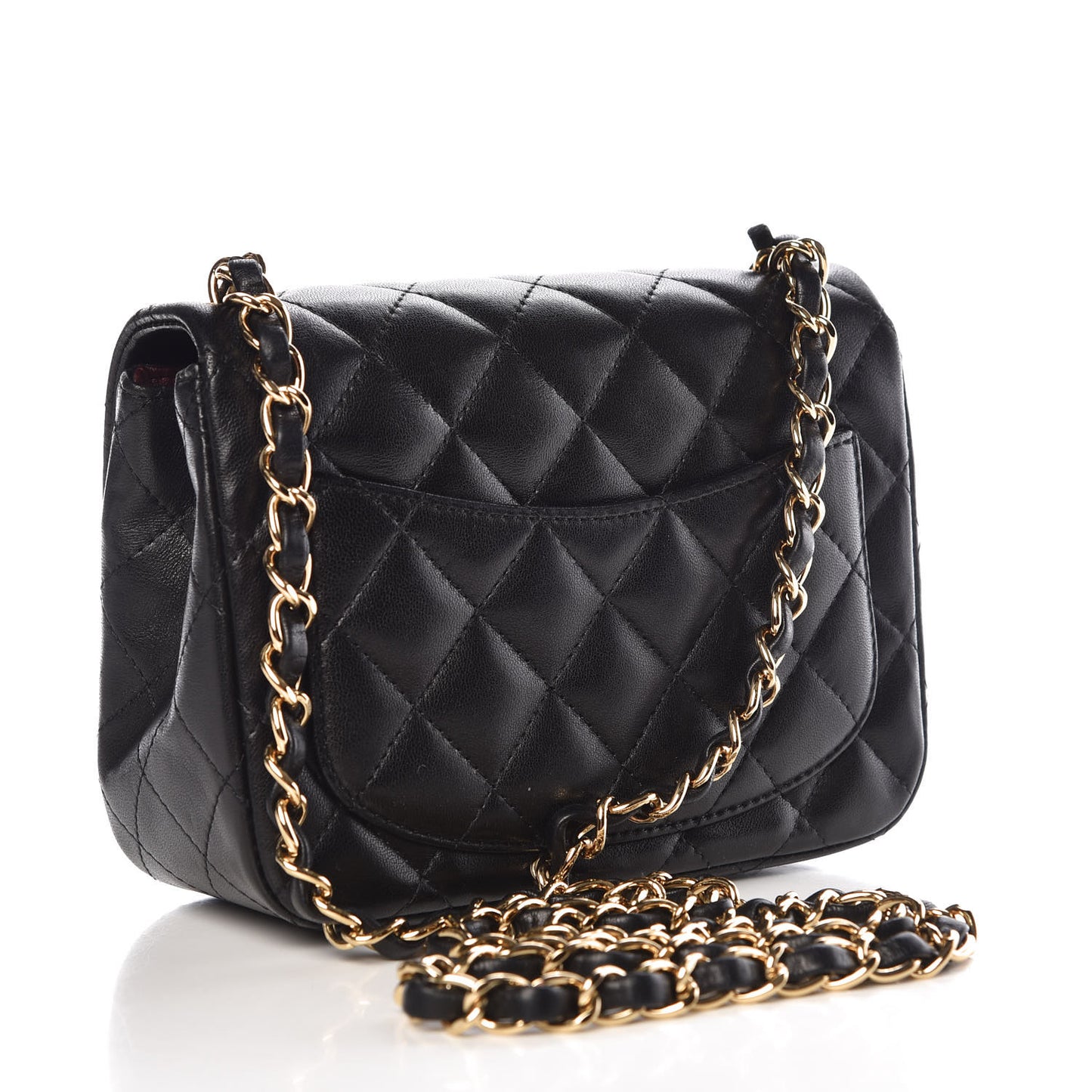 Lambskin Quilted Mini Square Flap Black