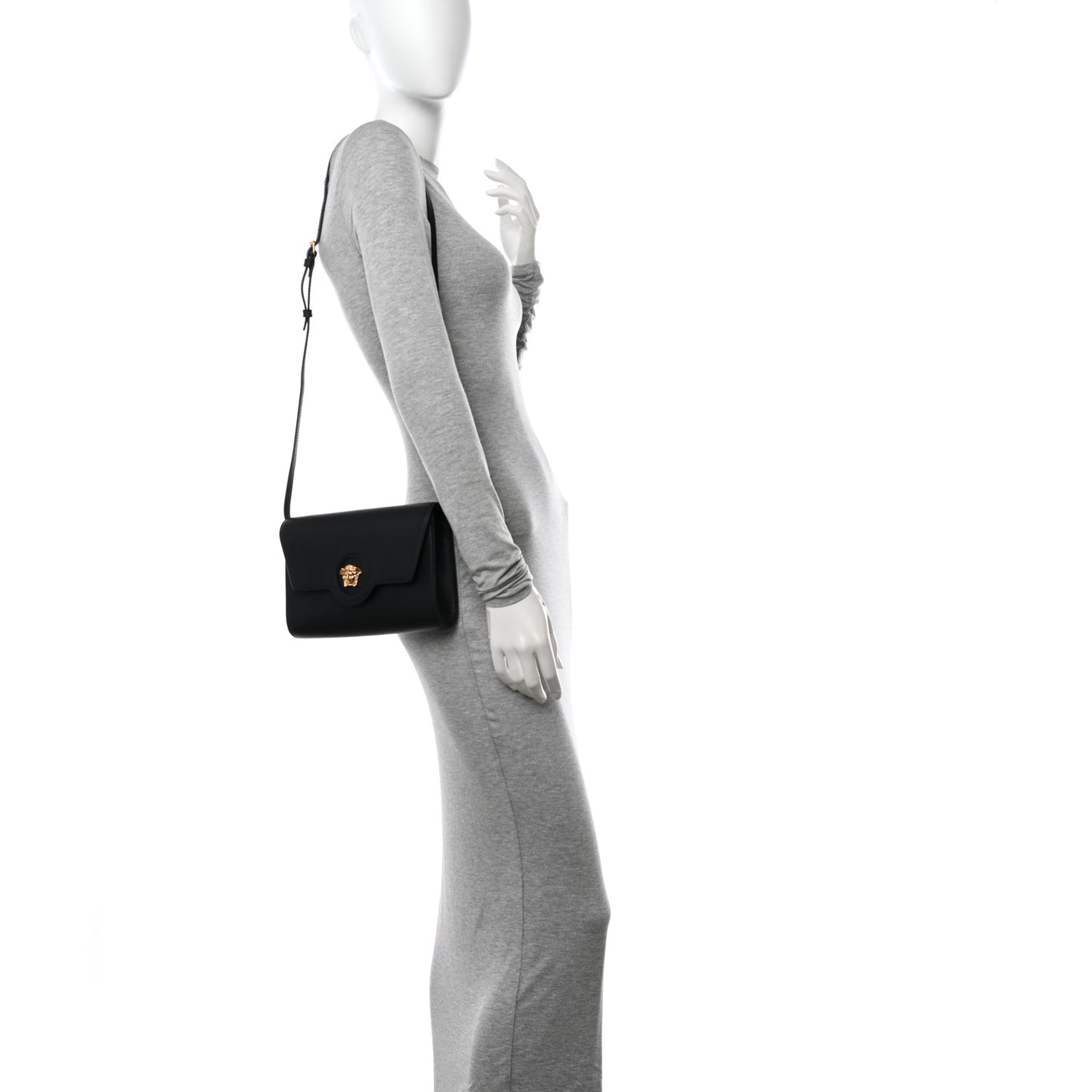 Grained Calfskin La Medusa Crossbody Bag Black