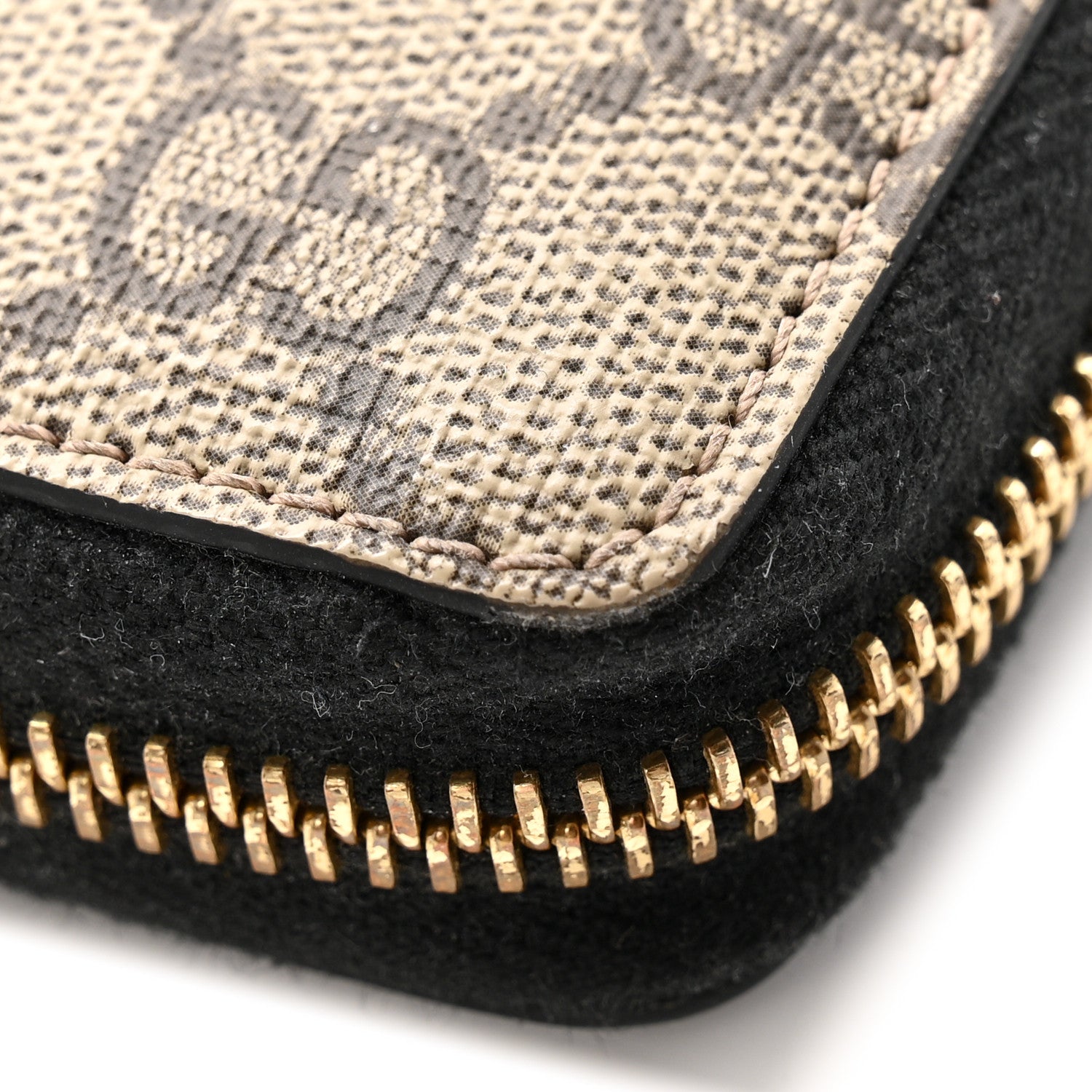 Gucci Dollar Calfskin GG Supreme Monogram GG Marmont Zip Around Wallet Black Beige Ebony 11 of 14