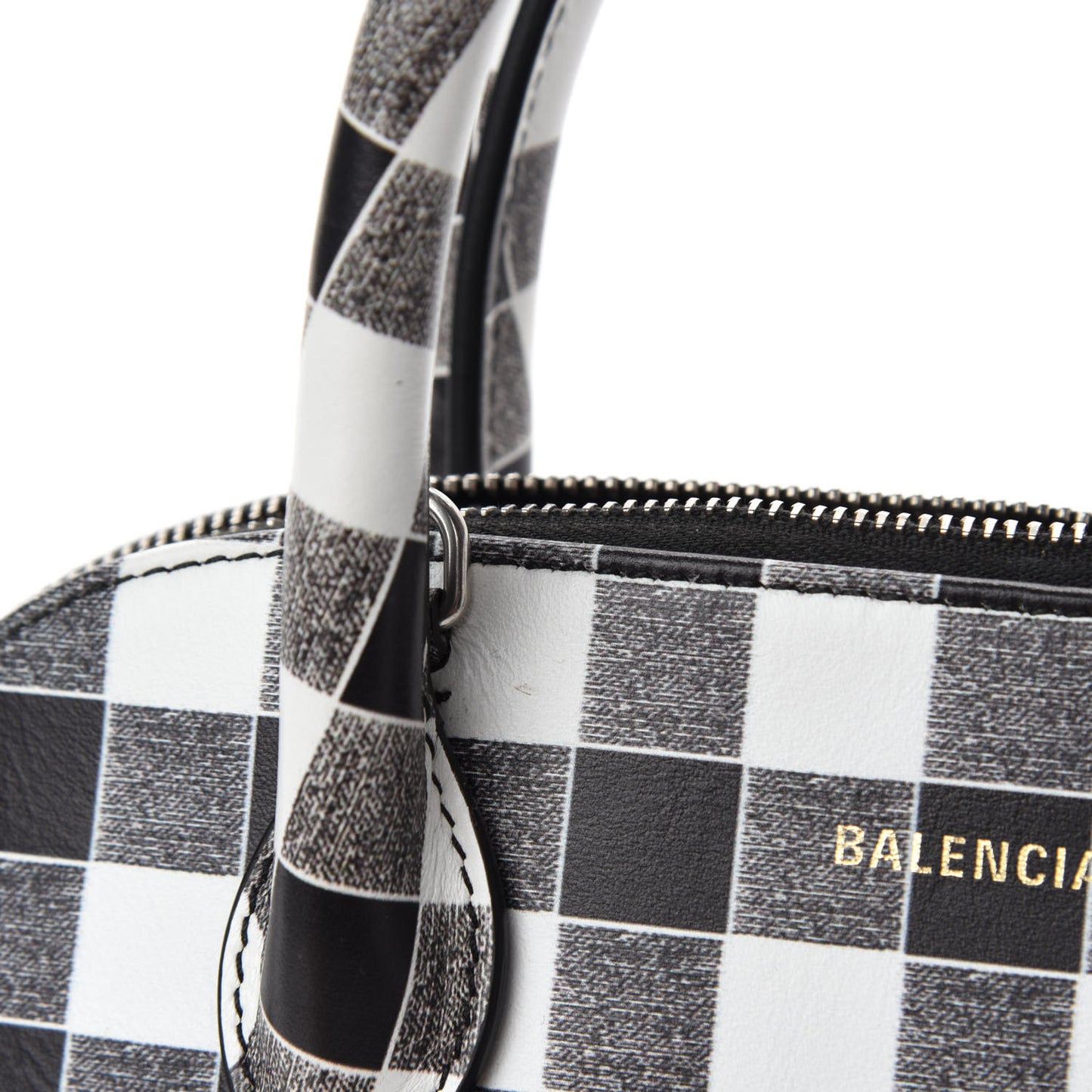 Calfskin Checked S Ville Top Handle Bag Black