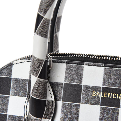 Balenciaga Calfskin Checked S Ville Top Handle Bag Black 8 of 11