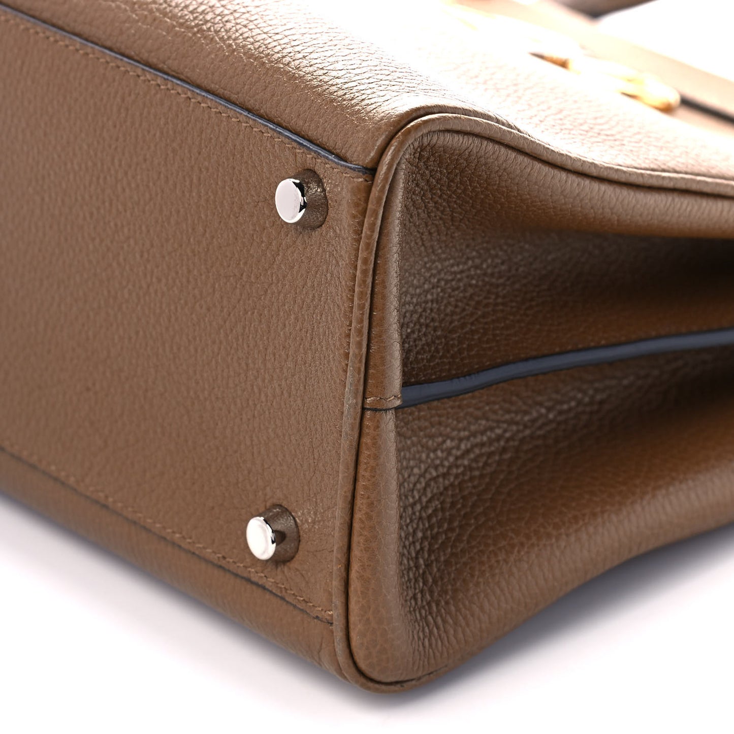 Grainy Calfskin Medium Zumi Top Handle Bag Friky Taupe