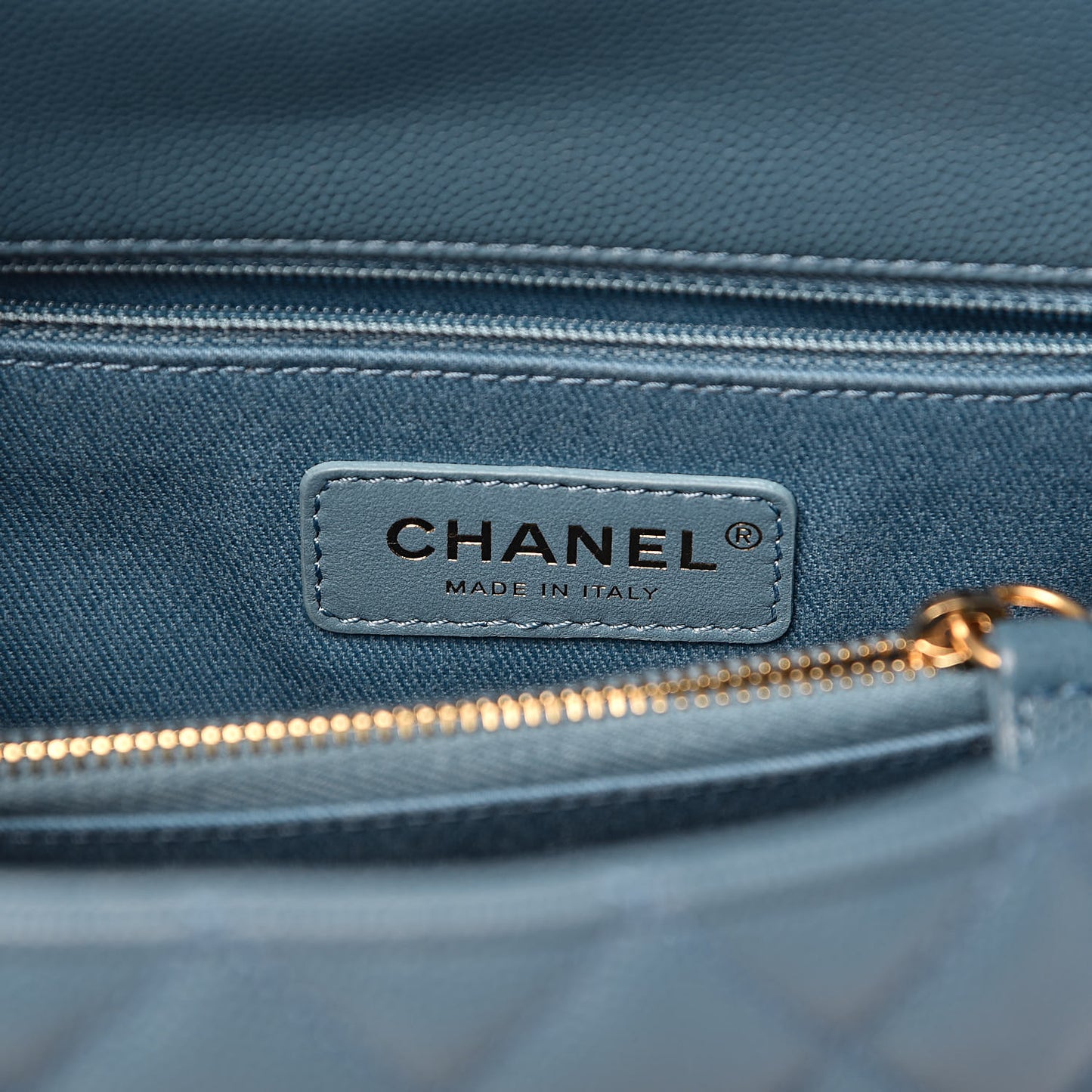 Caviar Quilted Small Coco Handle Flap Blue