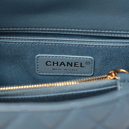 Chanel Caviar Quilted Small Coco Handle Flap Blue 6 of 11