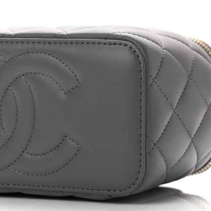 Chanel Lambskin Quilted Small Top Handle Vanity Case With Chain Dark Grey 11 of 12