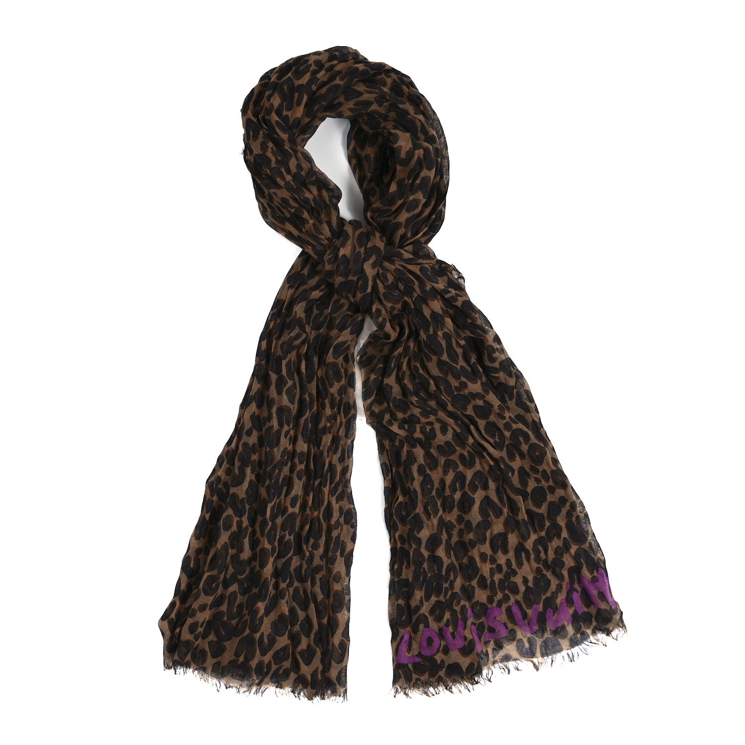 Louis Vuitton Cashmere Silk Leopard Etole Stole Marron 1 of 5