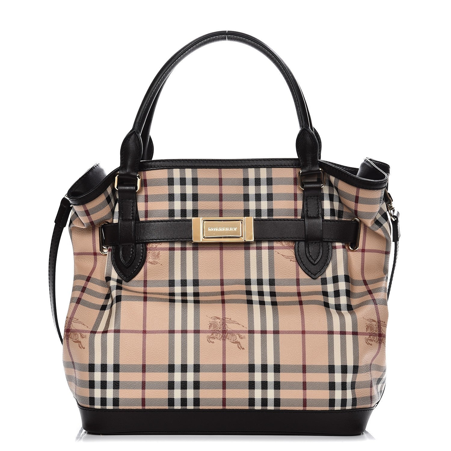 Burberry Haymarket Check Medium Golderton Tote Chocolate 1 of 12