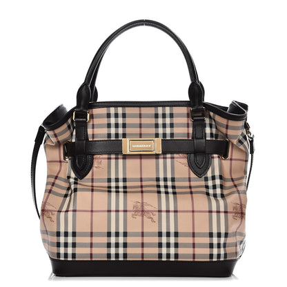 Burberry Haymarket Check Medium Golderton Tote Chocolate 1 of 12