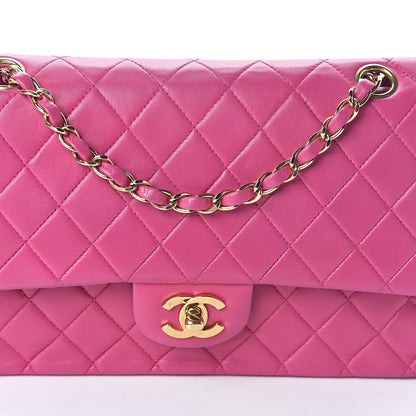 Chanel Lambskin Quilted Medium Double Flap Dark Pink 8 of 10
