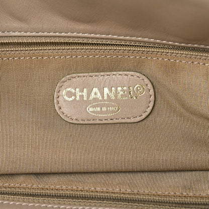 Chanel Canvas Calfskin Wooden Handle Bag Beige 6 of 10