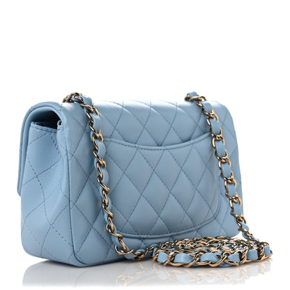 Chanel Lambskin Quilted Mini Rectangular Flap Light Blue 2 of 9