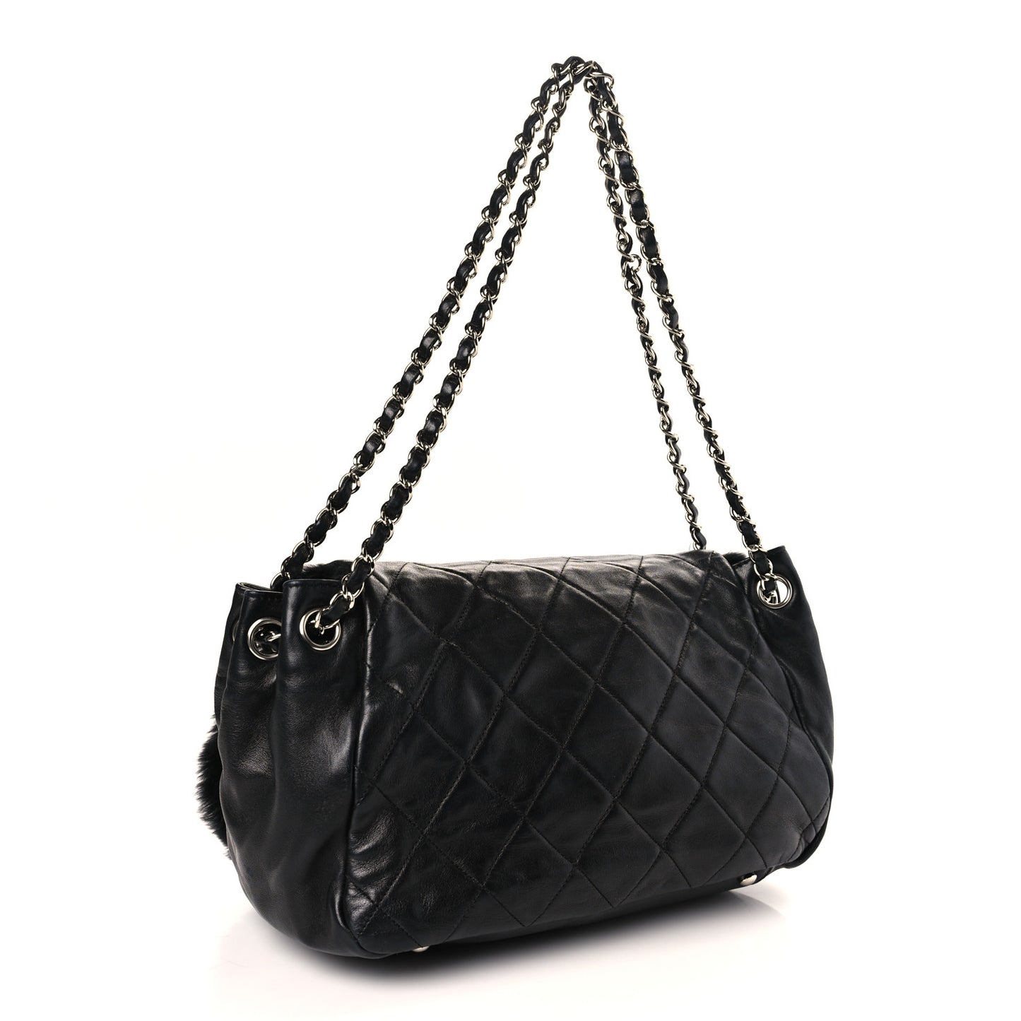 Lambskin Shearling CC Flap Bag Black