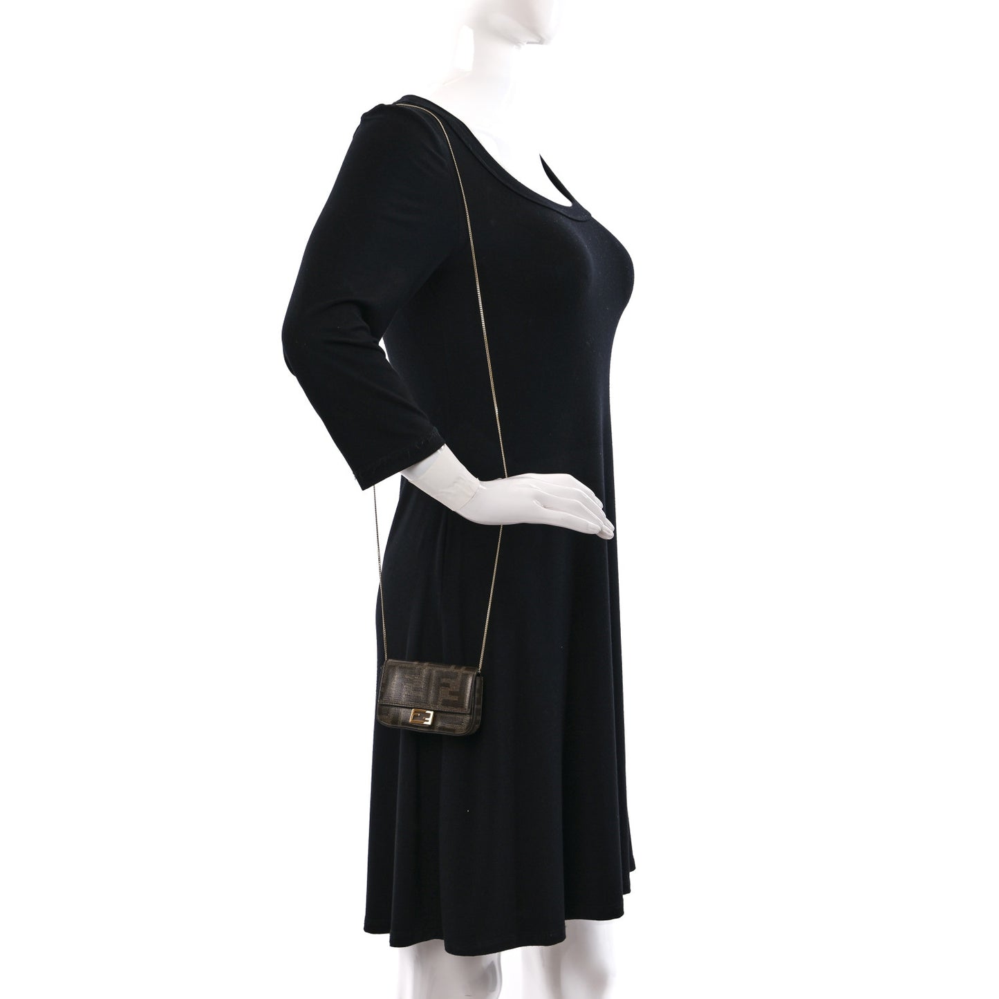 Glazed Fabric FF 1974 Nano Baguette Charm Mogano Panna