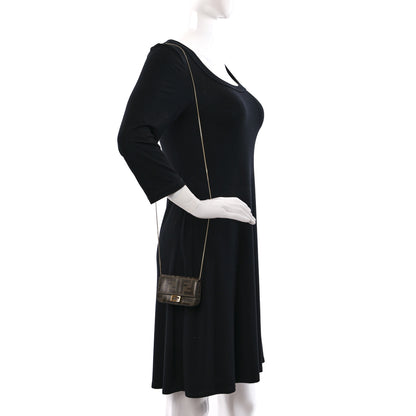 Fendi Glazed Fabric FF 1974 Nano Baguette Charm Mogano Panna 2 of 12