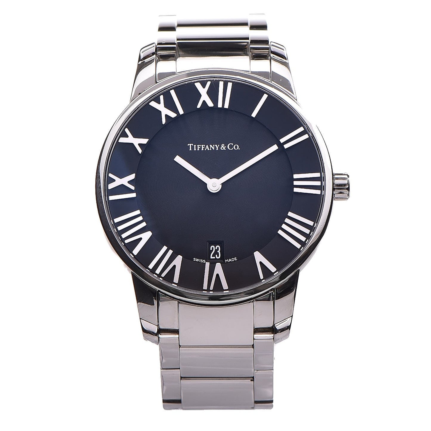 Stainless Steel 37mm Atlas 2-Hand Quartz Watch Black